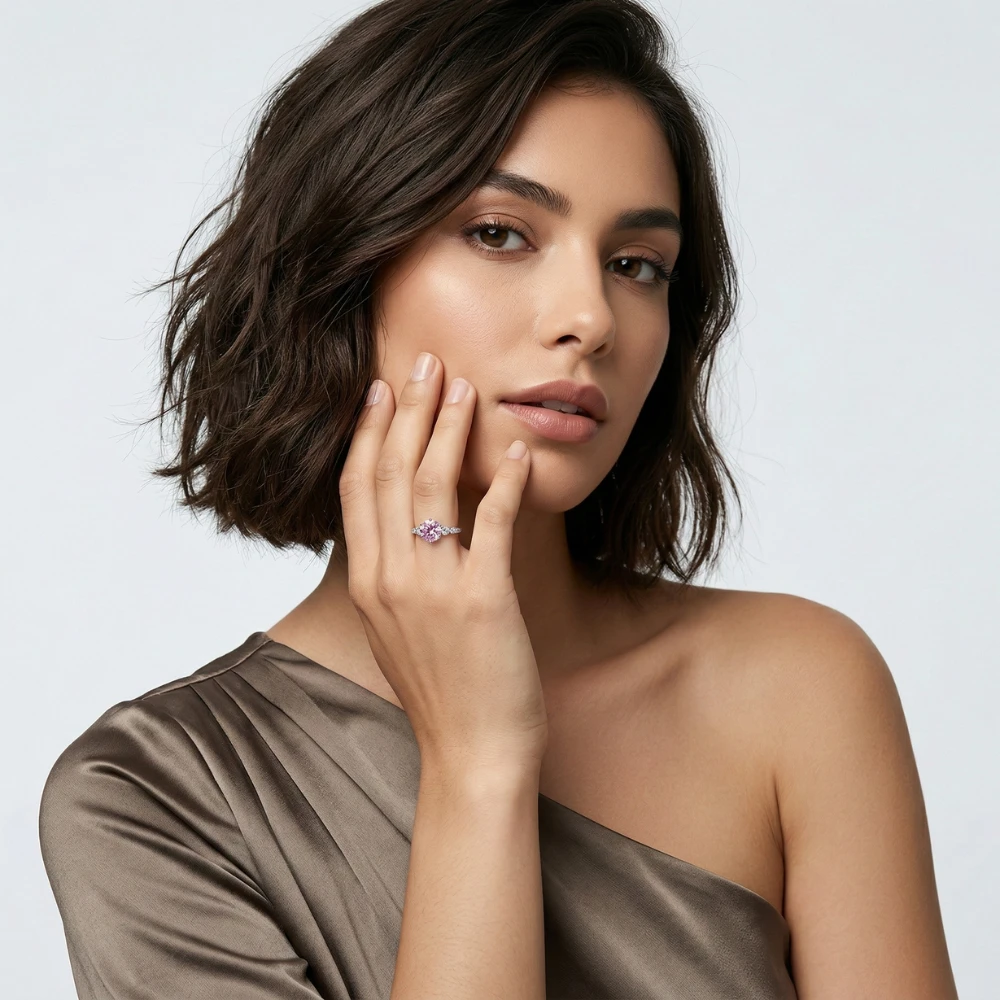 Anillo Lira Rosa Plata 925